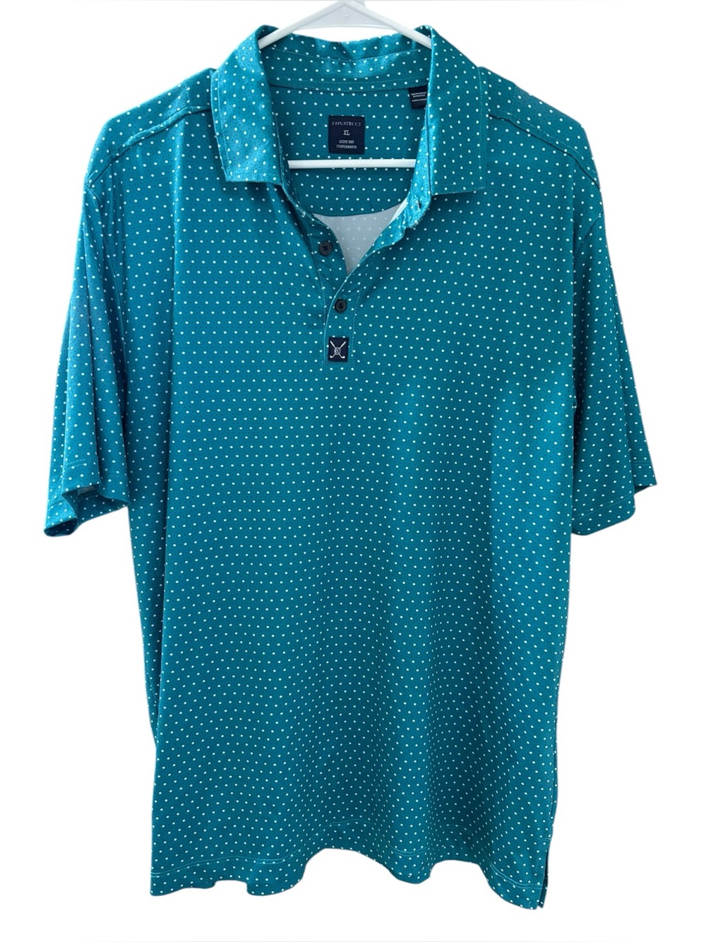 Con.Struct Men's Teal Microdot Polo Shirt Quick‎ Dry Performance Size XL